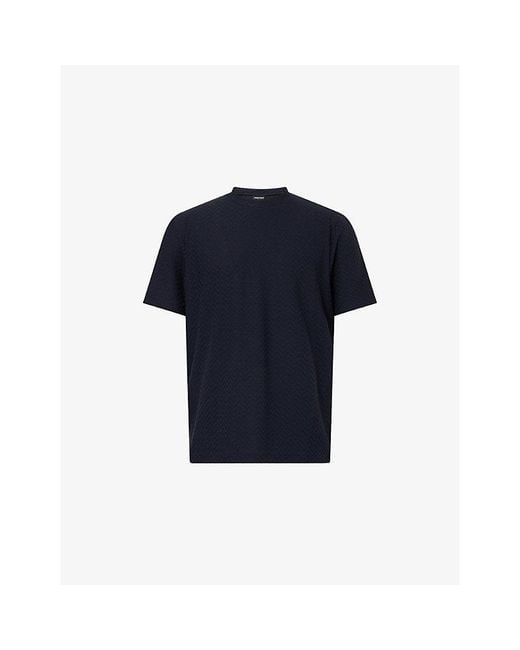 Giorgio Armani Blue Crew-Neck Stretch Wool-Knit T-Shirt for men
