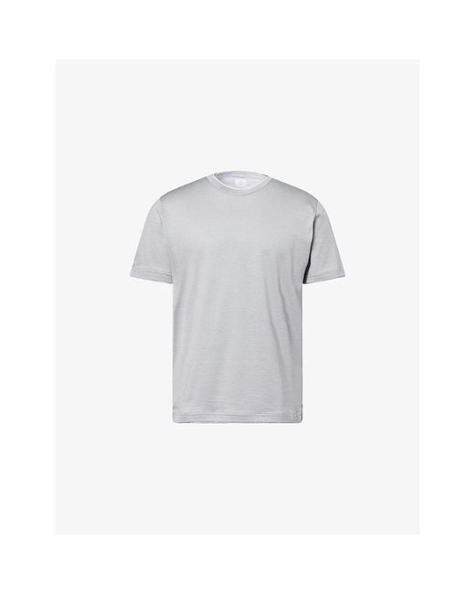 Eleventy Gray Double-Neck Layered Cotton-Jersey T-Shirt for men