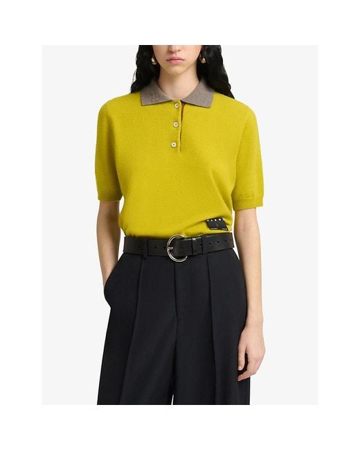 Marni Yellow Contrast-Collar Cashmere Shirt