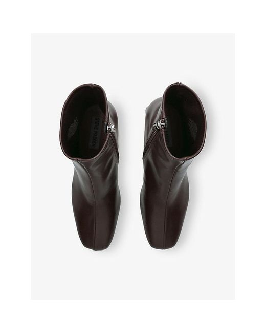 Steve Madden Brown Hurst Faux-Leather Heeled Boots