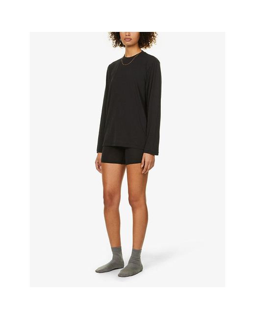 Skims Black Boyfriend Oversized Stretch-jersey T-shirt