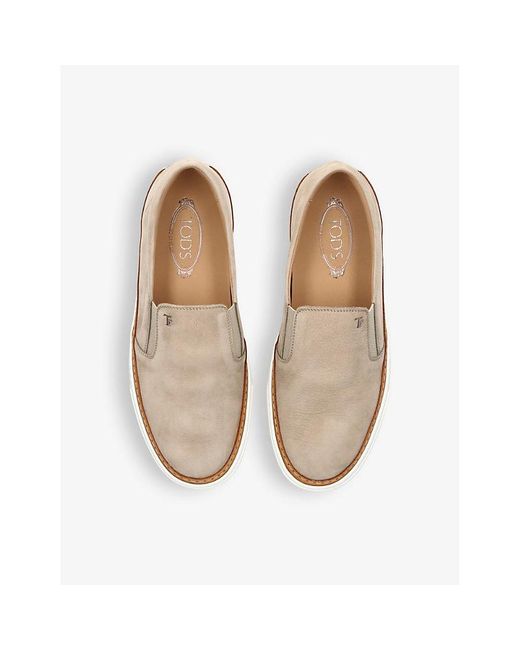 Tod's Natural Cassetta Slip-on Suede Trainers for men