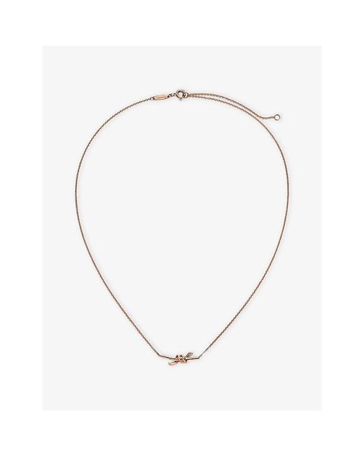 Tiffany & Co Metallic Tiffany Knot Small 18Ct Rose- Pendant Necklace