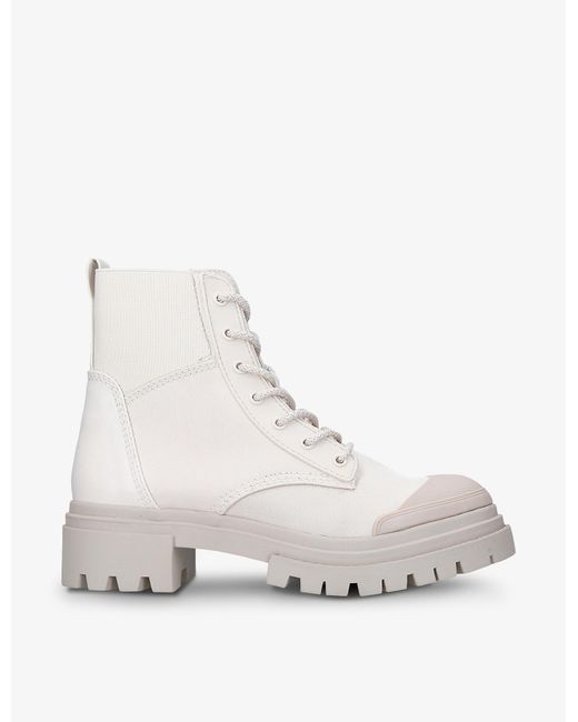 ALDO Leather Charline Chunkysoled Woven Combat Boots in White Lyst