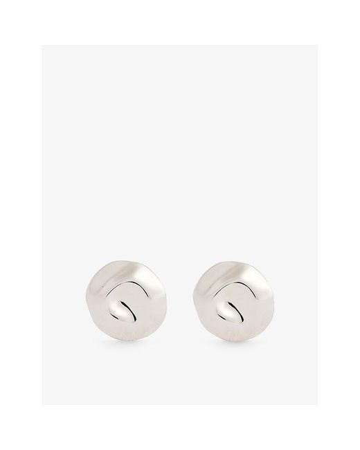 Alexander McQueen White Logo-engraved Brass Earrings