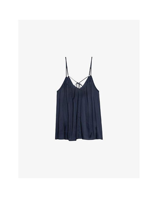 Zadig & Voltaire Blue Cym V-Neck Satin Cami Top