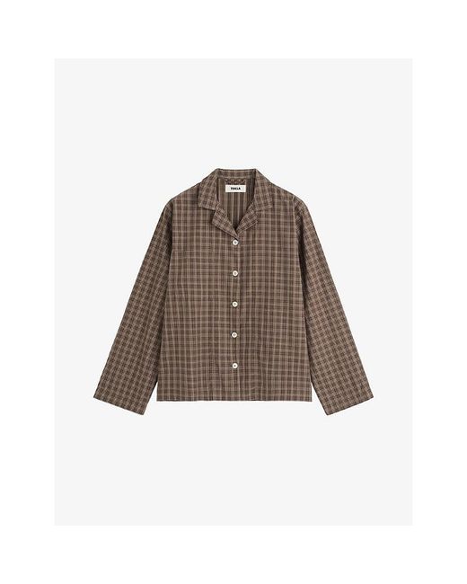 Tekla Brown Long-Sleeve Cotton-Twill Pyjama Shirt