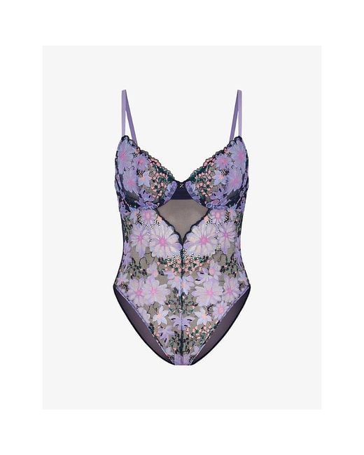 Savage x Fenty Blue Sfleur Fant Teddy Lace Body