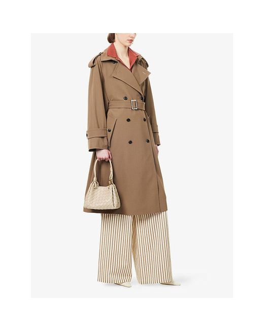 Max Mara Natural Double-Breasted Wool Trench Coat