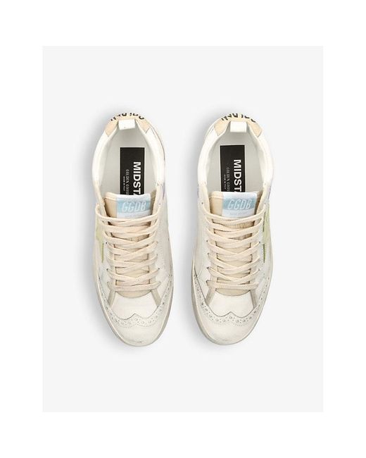 Golden Goose Deluxe Brand Natural Mid Star 11500 Logo-print Leather Mid-top Trainers