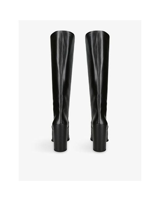 Alaïa Black Square-Toe Leather Heeled Knee-High Boots