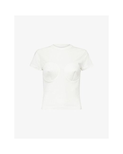 VAQUERA White Fetish Moulded-Cup Cotton-Jersey T-Shirt