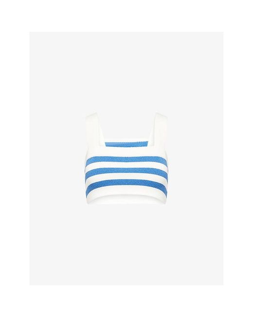 Posse Blue Ari Stripe Knitted Crop Top