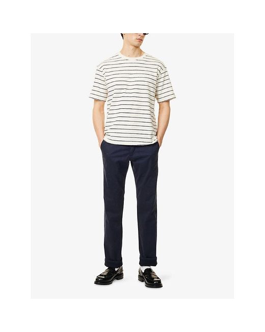 PAIGE Blue Vincent Straight-Leg Cotton-Chino Trousers for men