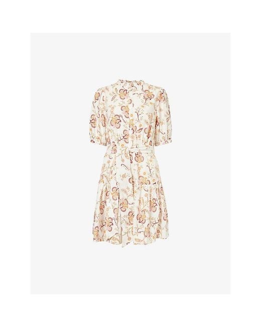 ME+EM Natural Fit + Flare Crease-Less Linen-Blend Short Dress