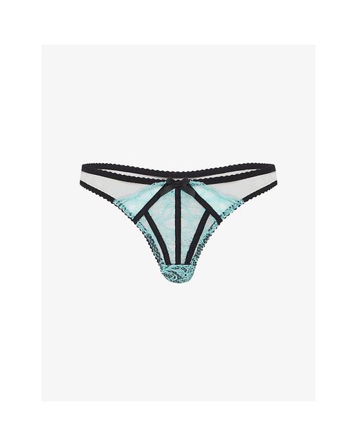 Agent Provocateur Black Rozlyn Trixie Mesh And Lace Thong
