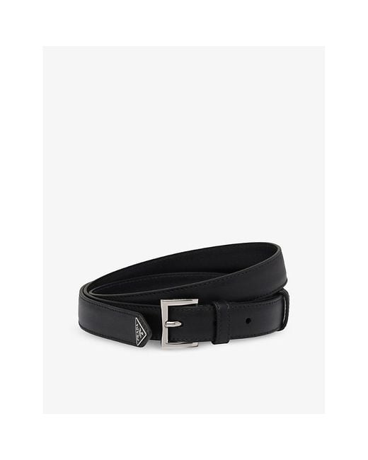 Prada Black Logo-embellished Leather Belt