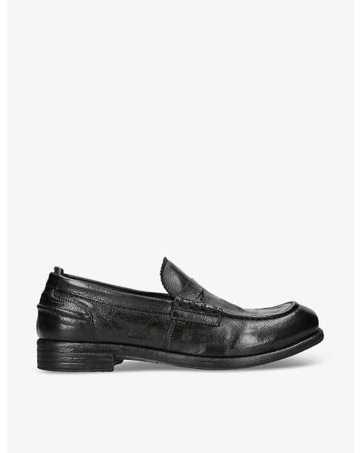 Officine Creative Black Calixte Leather Penny Loafers