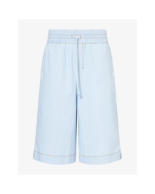 AMI Blue Drawstring Cotton Bermuda Shorts for men