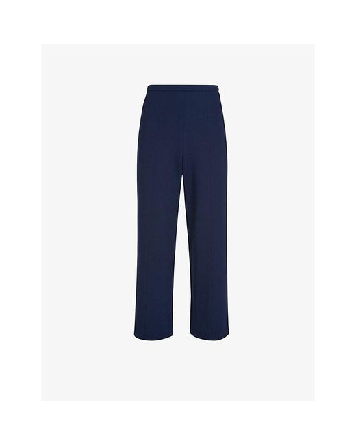 Whistles Blue Camilla Wide-Leg High-Rise Stretch Woven Trousers