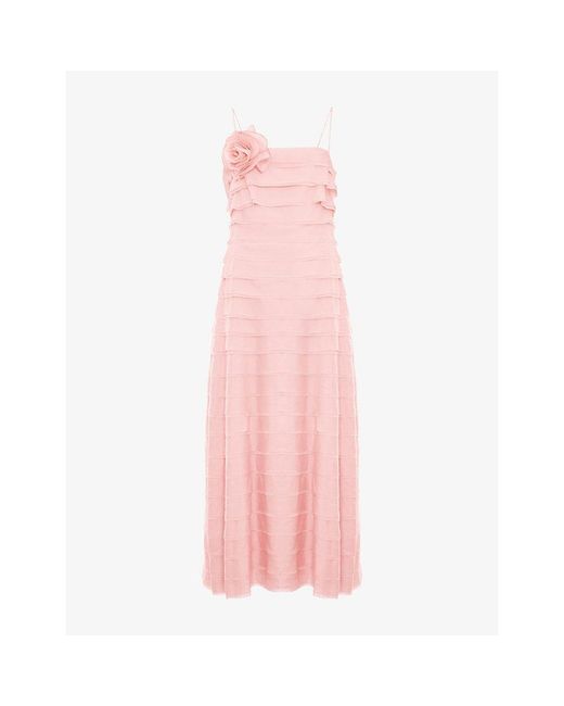Phase Eight Pink Maben Corsage Layered Woven Maxi Dress