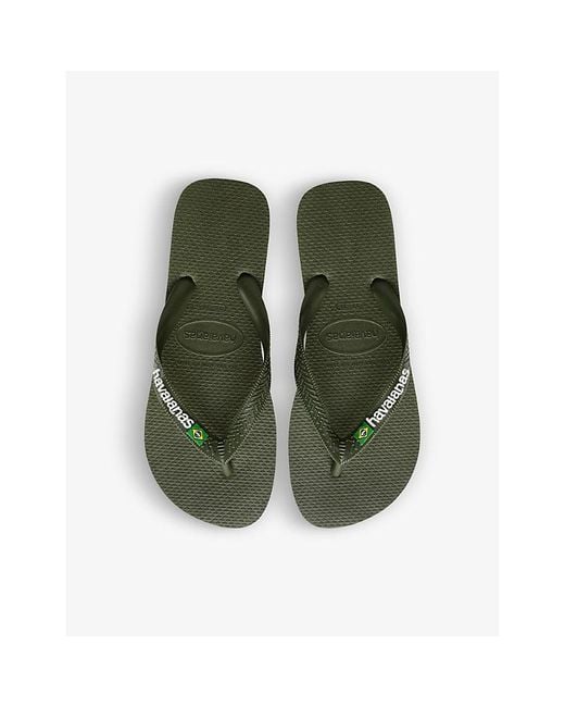 Havaianas Green Brasil-Logo Rubber Flip Flops