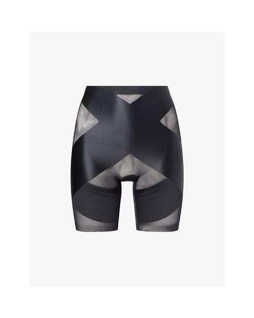 Spanx Gray Mid-Thigh X Stretch-Mesh Shorts