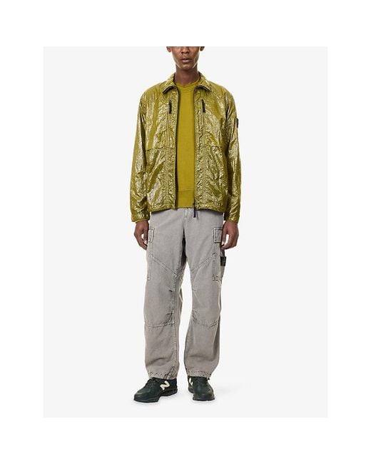 Stone Island Green Lucido Garment-Dyed Nylon Jacket for men