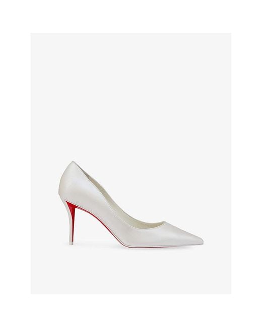 Christian Louboutin White Miss Z 80 Leather Heeled Courts