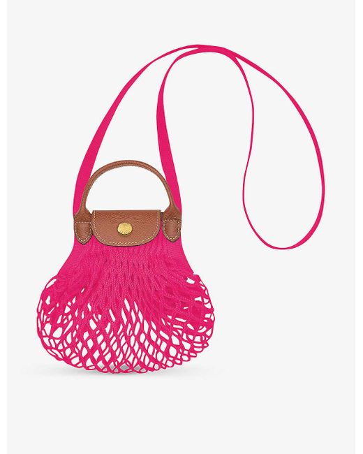 Longchamp Pink Le Pliage Filet Xs Cotton Top-handle Bag