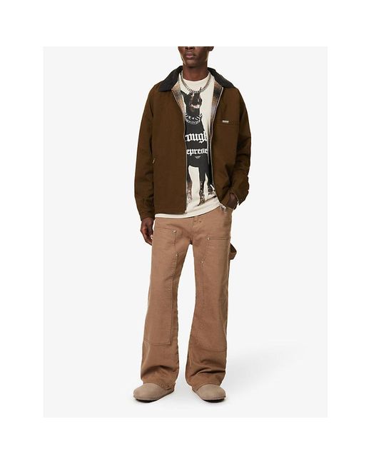Represent Brown Reversible Point-collar Cotton-twill Jacket for men