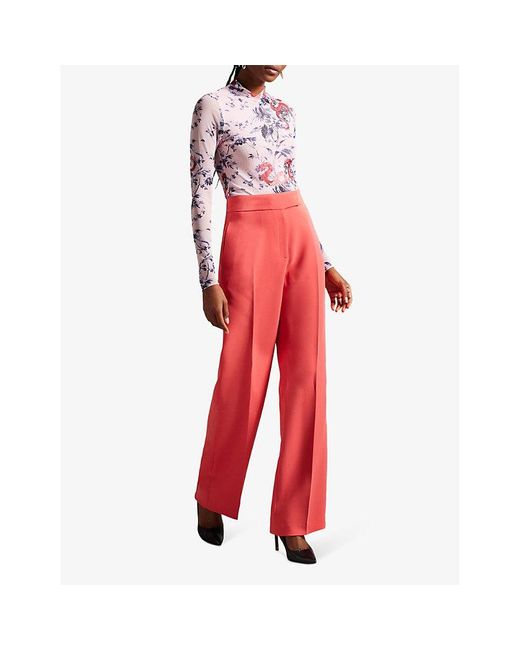 Ted Baker Pink Mateney Floral-print Stretch-mesh Top
