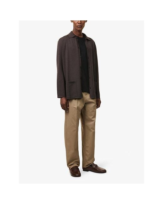 Valentino Garavani Natural Straight-Leg Single-Pleat Cotton Chinos for men
