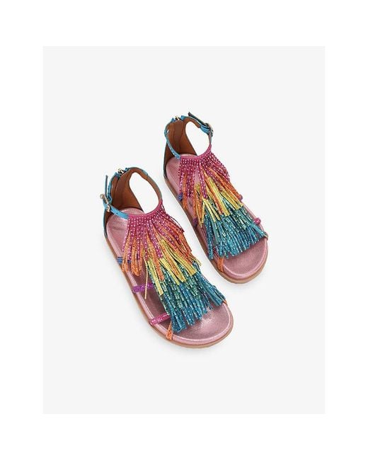 Kurt Geiger Pink Kurt's Cabana Fringed Woven Sandals
