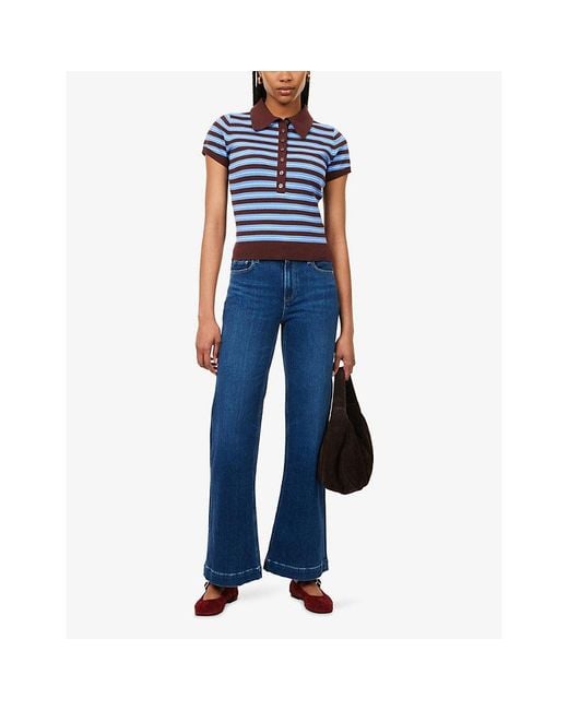 PAIGE Blue Leenah 32' Wide-Leg Denim Jeans