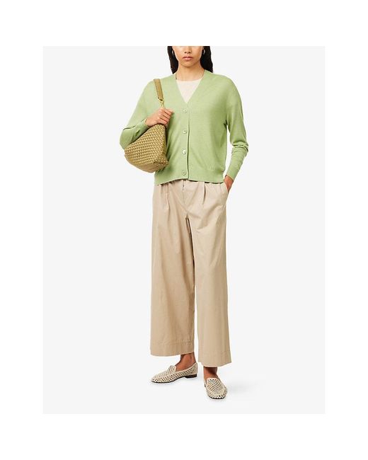 Weekend by Maxmara Natural Drawstring Wide-Leg Cotton Trousers