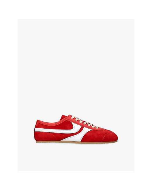Dries Van Noten Red Dustin Leather Trainers for men