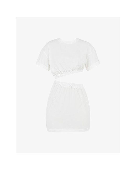 Mistress Rocks White Insight Asymmetric Cut-Out Stretch-Jersey Mini Dress