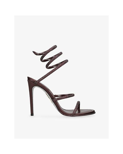 Rene Caovilla White Cleo 105 Jewel-Embellished Leather Heeled Sandals