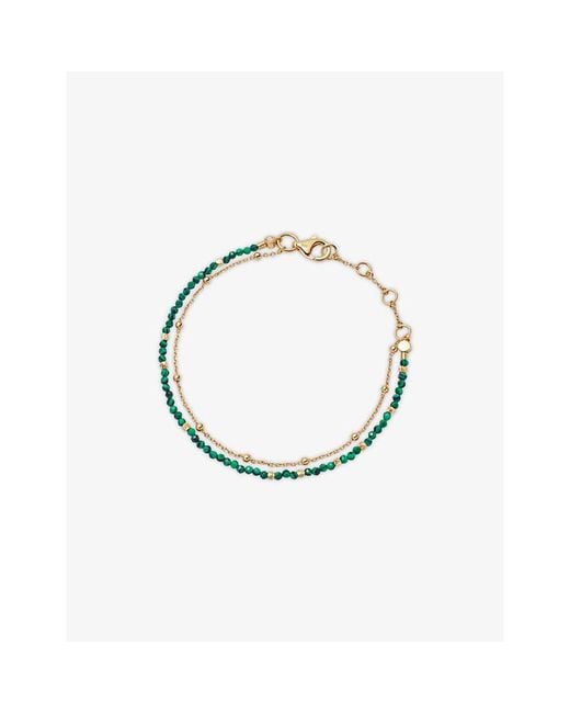 Astley Clarke Metallic Fine Biography 18Ct- Plated Sterling- And Malachite Bracelet
