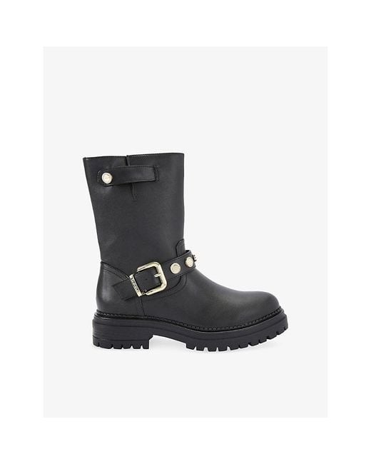 Carvela Kurt Geiger Black Headline Coin Faux-Leather Ankle Boots