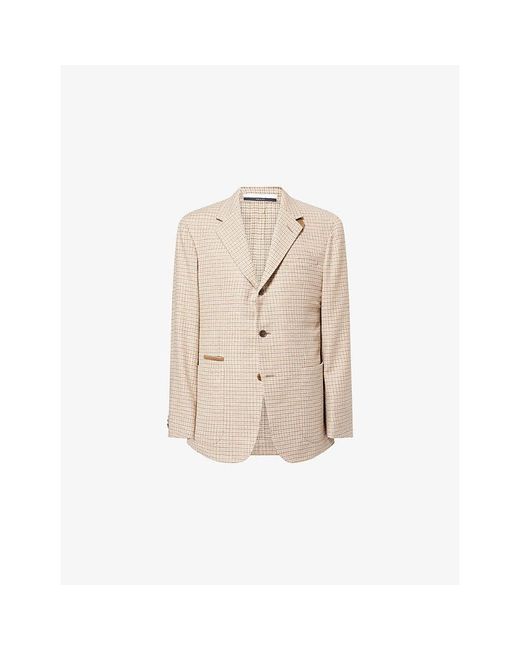 Dunhill Natural Houndstooth Single-Breasted Wool Jacket for men