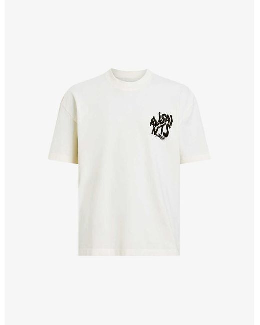 AllSaints White Orlando Logo-print Relaxed-fit Organic-cotton T-shirt for men
