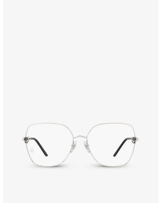 Cartier White 6l001650 Ct0417o Rectangle-frame Metal Sunglasses