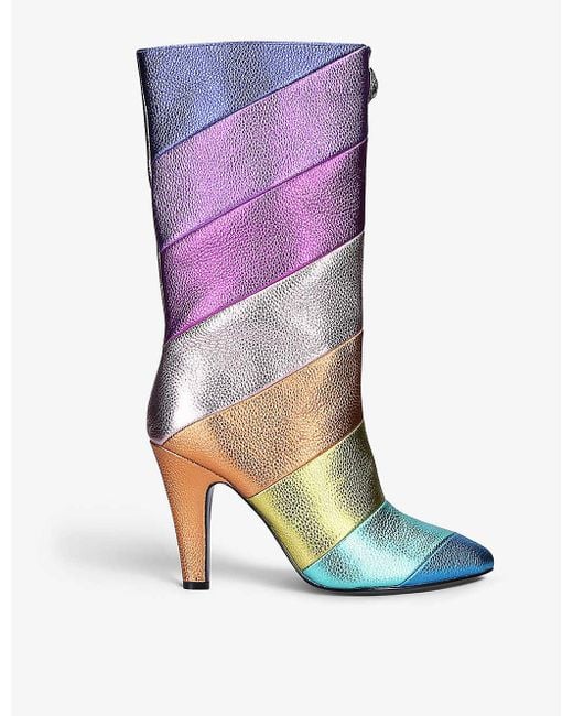 Kurt Geiger Multicolor Rainbow Kensington Leather Knee-high Boots