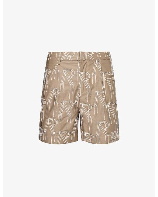 Represent Natural Brand-embroidered Mid-rise Cotton Shorts for men