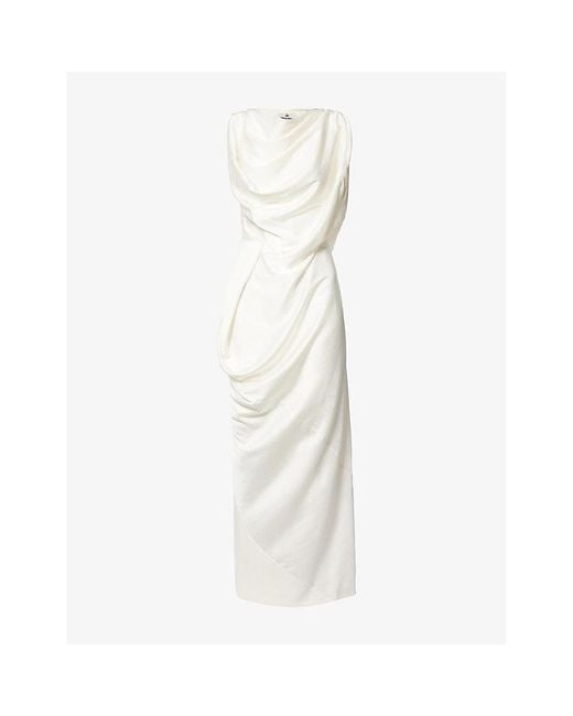 Vivienne Westwood White Long Fond Draped Woven Maxi Dress