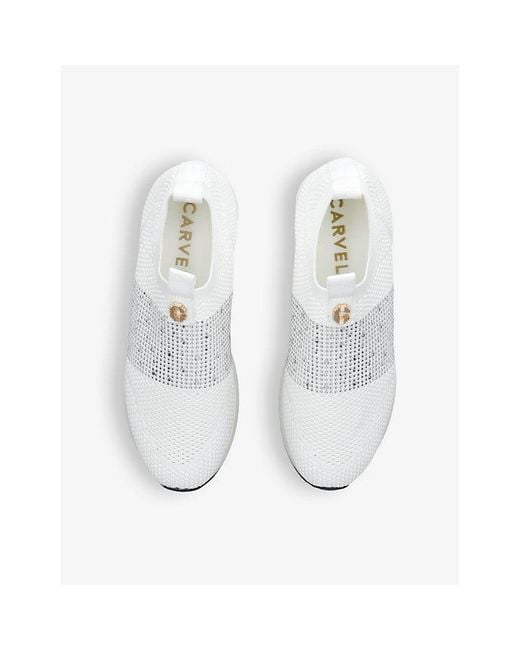 Carvela Kurt Geiger White Janeiro 2 Crystal-embellished Woven Low-top Trainers