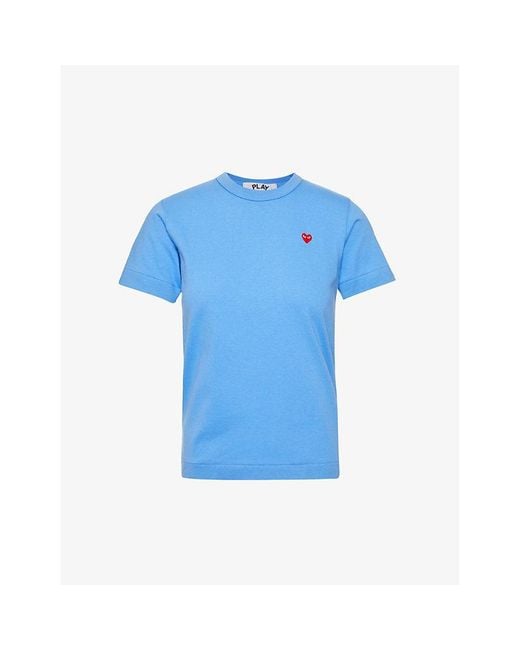 COMME DES GARÇONS PLAY Blue Logo-Embroidered Cotton-Jersey T-Shirt