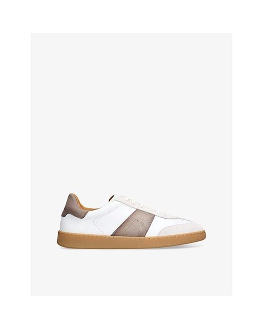 Magnanni Shoes White Kaido Branded Leather And Suede Low-Top Trainers for men